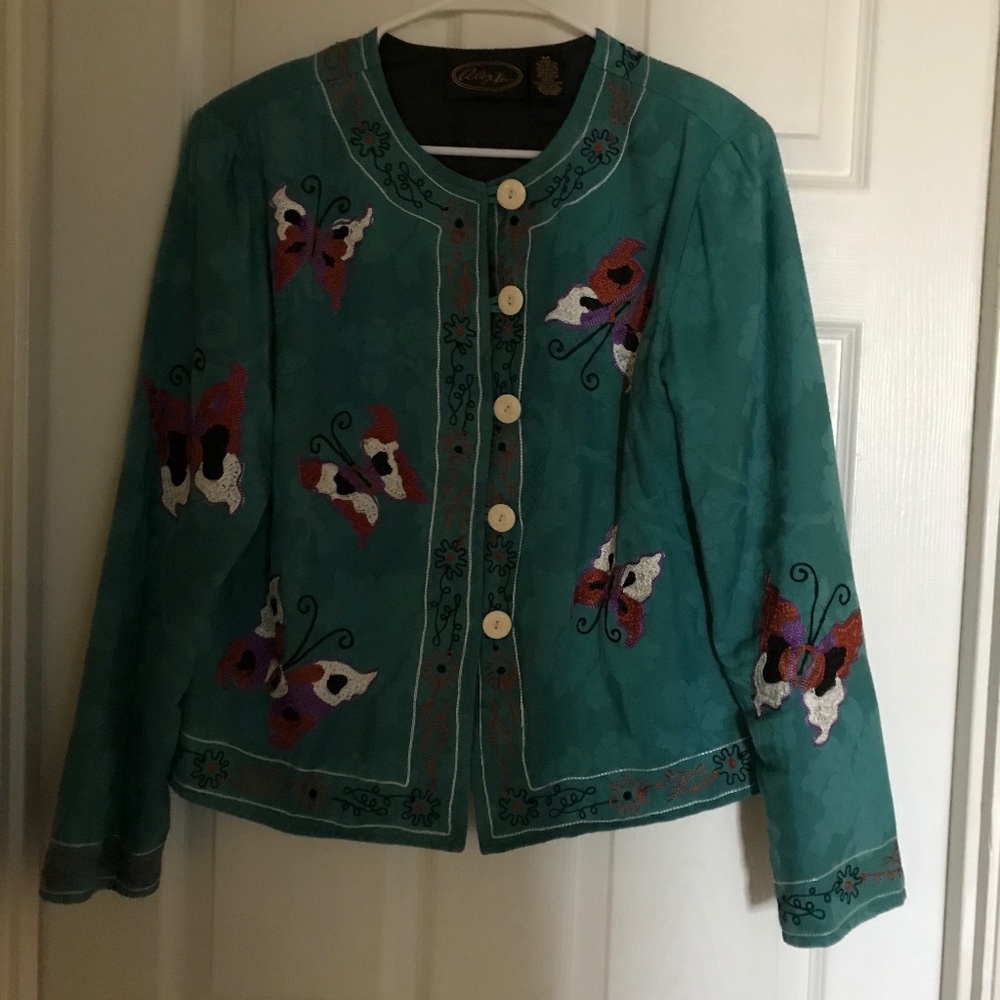 Alex Ku Teal Embroidered Jacket